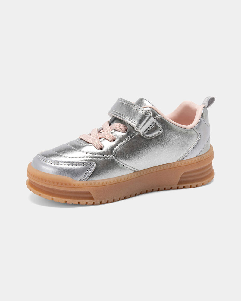 Toddler Girl Athletic Sneakers - Silver/Brown, image 6 of 6 slides