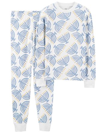 Adult 2-Piece Hanukkah 100% Snug Fit Cotton Pajamas, 