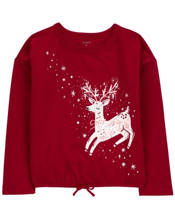 Kid Reindeer Christmas Flutter Top, 