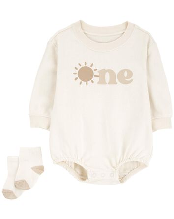 Baby 2-Piece Birthday Bubble & Socks Set, 