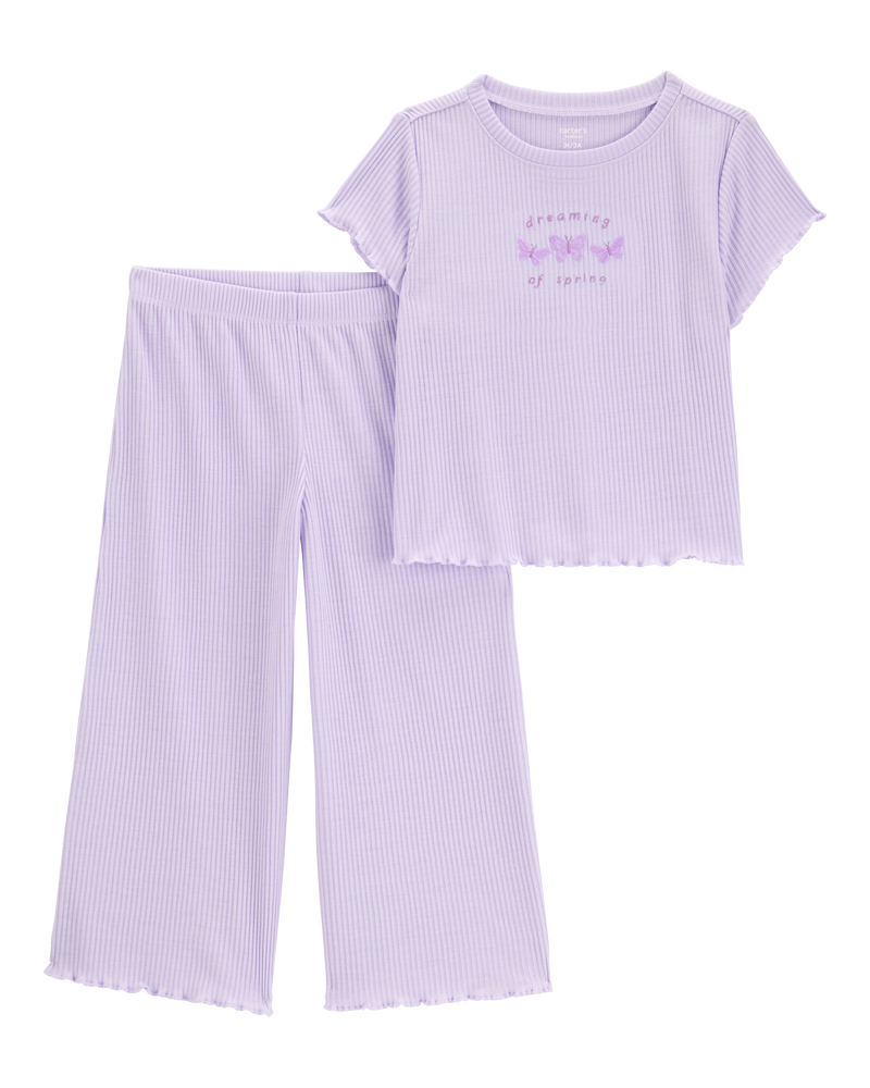 Toddler Girl Butterfly Loose Fit 2-Piece Pajamas - Purple, image 1 of 3 slides