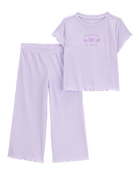 Toddler Girl Butterfly Loose Fit 2-Piece Pajamas - Purple, image 1 of 3 slides