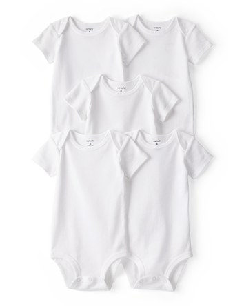 Baby 5-Pack Short-Sleeve Bodysuits - White, 