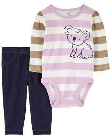 Baby 2-Piece Koala Bodysuit and Pant Set, 