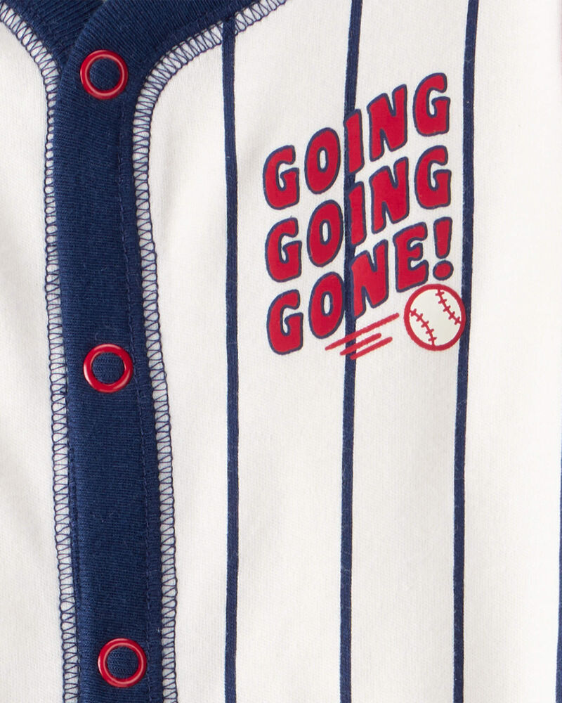 Baby Baseball Snap-Up Cotton Sleep & Play Pajamas, image 5 of 7 slides
