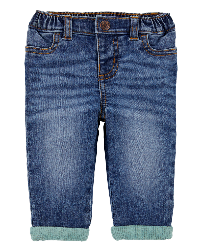 Baby Lined Jean Pants - Blue, image 1 of 5 slides