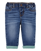 Baby Lined Jean Pants - Blue, image 1 of 5 slides