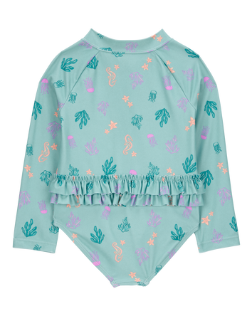 Toddler Girl 1-Piece Coral Print Rashguard, 