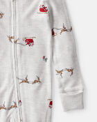 Baby Santa Print PurelySoft Long-Sleeve Sleep & Play Pajamas - Grey, image 2 of 7 slides