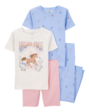 Kid 4-Piece Horse 100% Snug Fit Cotton Pajamas, 