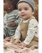 Baby Organic Cotton Textured Gauze Overalls in Light Maple, image 2 of 7 slides