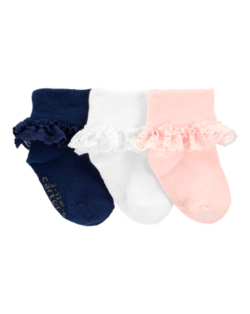 Toddler 3-Pack Lace Cuff Socks, 