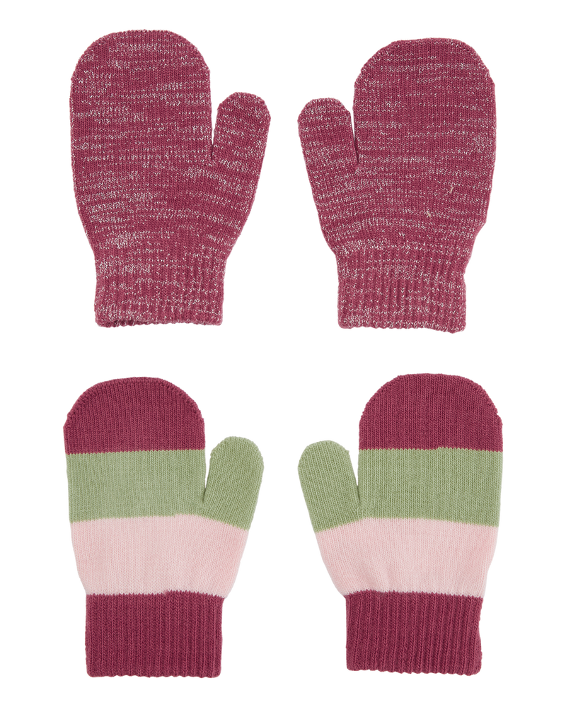 Toddler 2-Pack Striped Mittens, image 1 of 2 slides