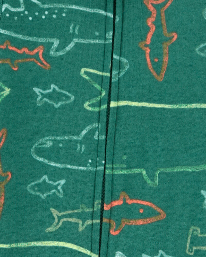 Toddler 1-Piece Shark 100% Snug Fit Cotton Footless Pajamas, image 2 of 2 slides