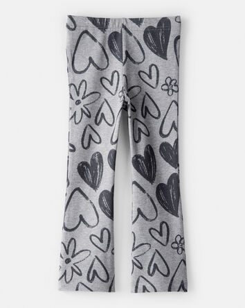 Toddler Girl Heart Pull-On Flare Stretch Rib Leggings - Grey, 