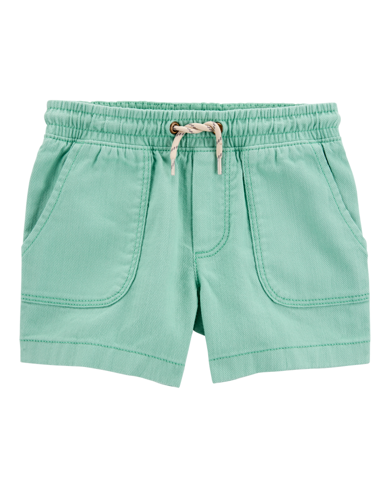 Baby Pull-On Twill Shorts - Turquoise, image 1 of 4 slides