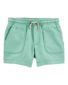 Baby Pull-On Twill Shorts - Turquoise, image 1 of 4 slides