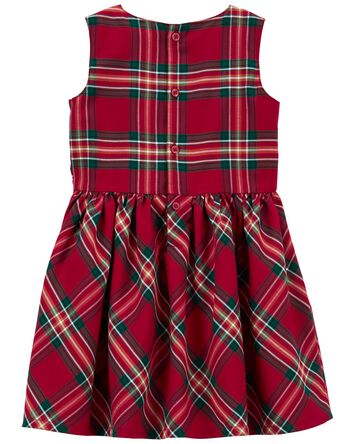 Toddler Plaid Sateen Holiday Dress, 