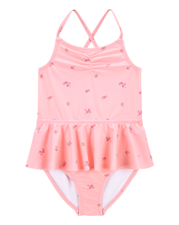 Toddler Girl 1-Piece Floral Tutu Swimsuit - Pink, 