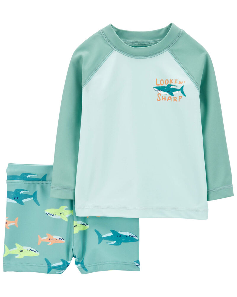 Baby 2-Piece Shark Rashguard Swim Set, image 1 of 3 slides