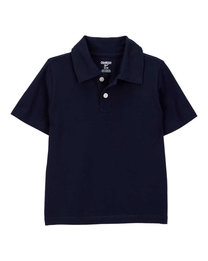 Toddler 3-Pack Pique Uniform Polo Shirts - Navy, image 2 of 3 slides