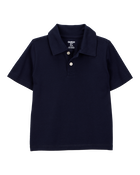 Toddler 3-Pack Pique Uniform Polo Shirts - Navy, image 2 of 3 slides