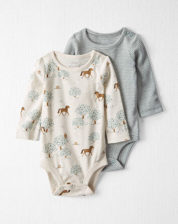 Baby 2-Pack Wild Horses Organic Cotton Rib Bodysuits, 