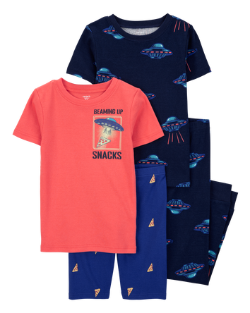 Kid 4-Piece Space 100% Snug Fit Cotton Pajamas, 