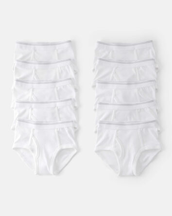 Boys 10-Pack Brief Underwear - White, 