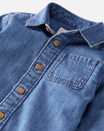 Baby Organic Cotton Chambray Button-Front Shirt, 