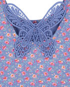 Toddler Floral Print Crochet Butterfly Top, image 3 of 4 slides