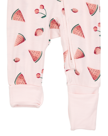Baby Girl Fruit Print 2-Way Zip PurelySoft Convertible Foot Sleep & Play Pajamas - Pink, 