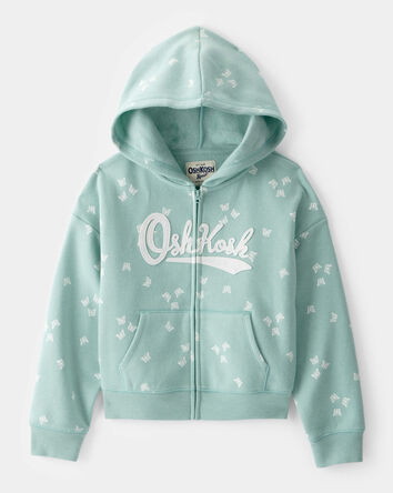 Girls Butterfly Print DayDream Fleece Jacket - Green, 