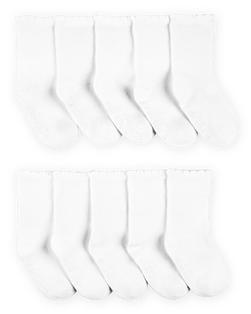 Toddler 10-Pack Scallop Crew Socks, 