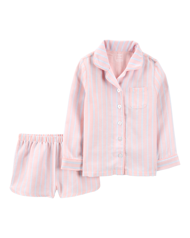 Kid Striped Loose Fit 2-Piece Pajamas - Purple, image 1 of 3 slides