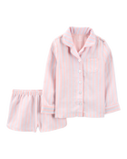 Kid Striped Loose Fit 2-Piece Pajamas - Purple, image 1 of 3 slides