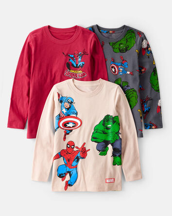 Boys 3-Pack ©Marvel Print Long-Sleeve Top - Pink/Red, 