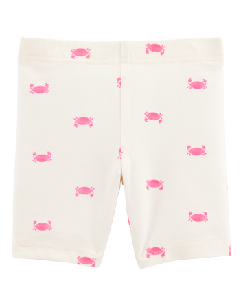 Toddler Crab Print Bike Shorts - Ivory, 