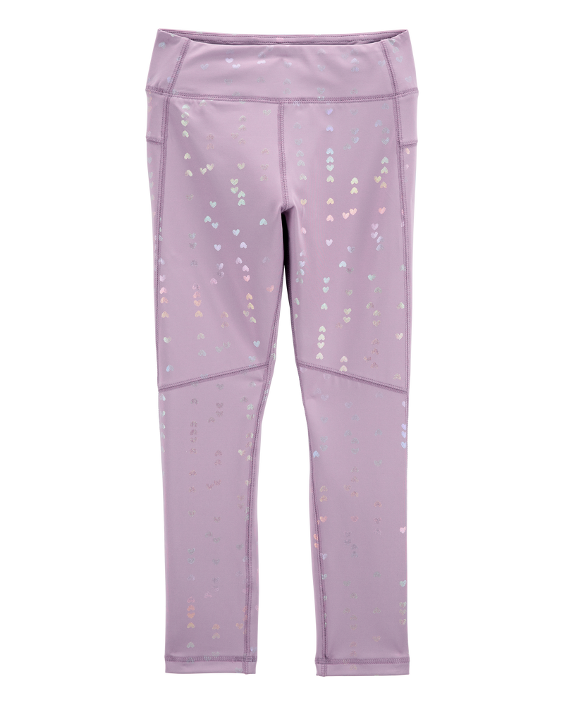 Kid Heart Print High-Rise Leggings - Purple, image 1 of 5 slides