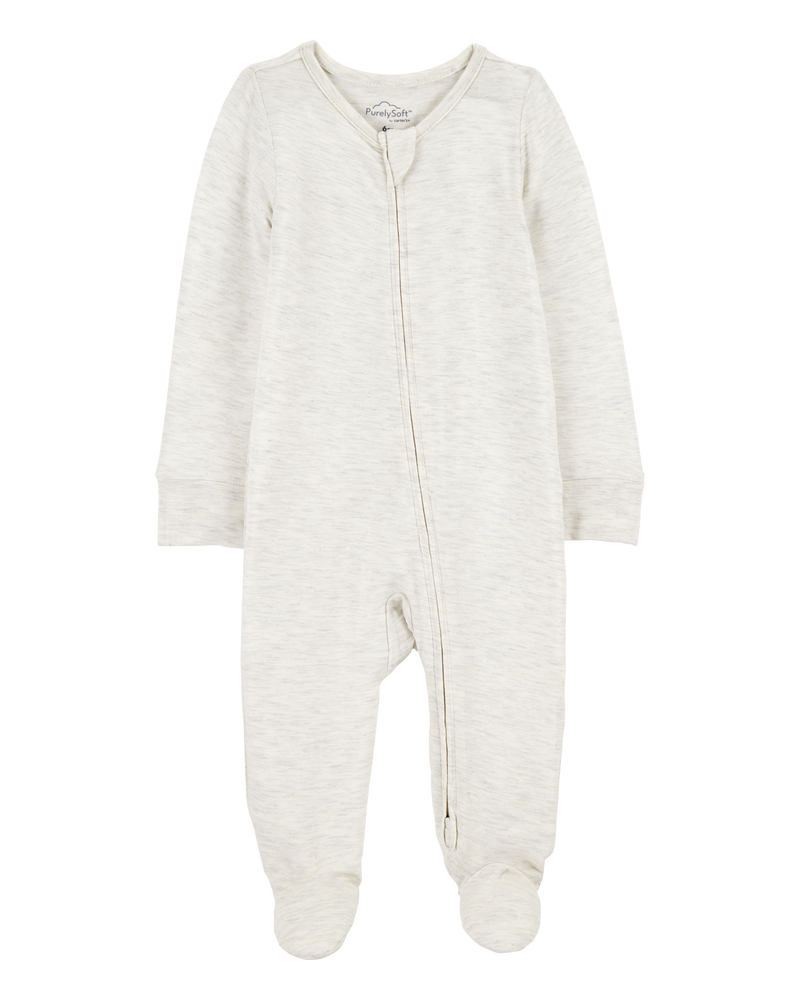 Baby Solid 2-Way Zip PurelySoft Sleep & Play Pajamas - Grey, image 1 of 6 slides