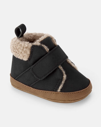 Baby Boy Sherpa Boots - Black/Brown, 