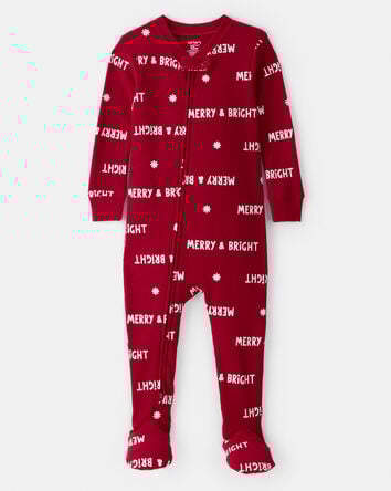 Toddler Cotton Long-Sleeve 2-Way Zip 1-Piece Pajamas, 