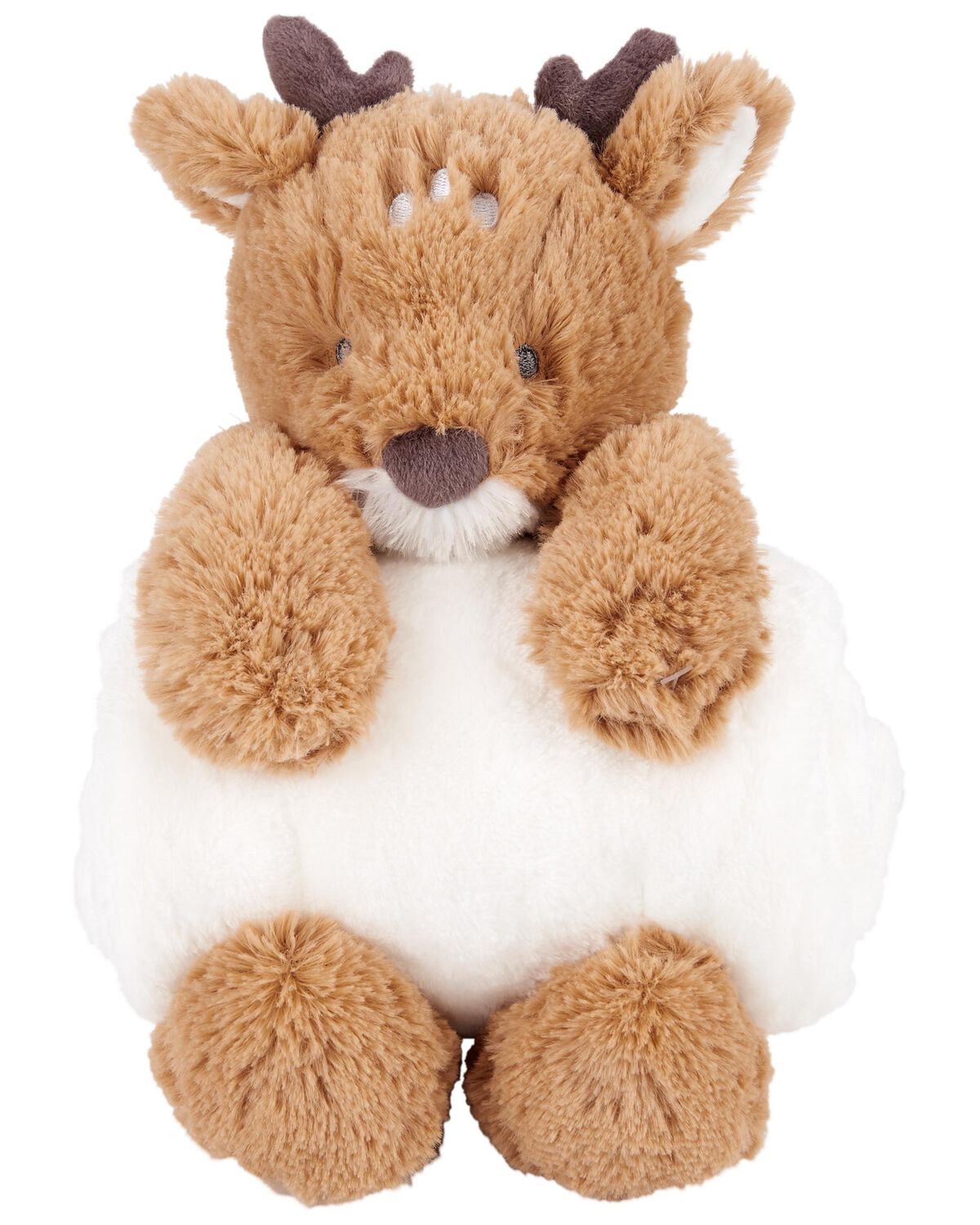 Brown/White Reindeer Plush Stuffed Animal & Blanket Set