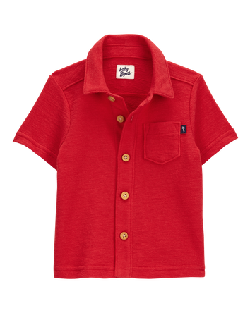 Baby Knit Button-Front Shirt-Red, 