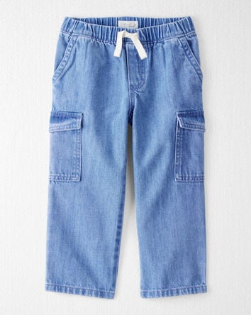 Toddler Organic Cotton Chambray Cargo Pants, 