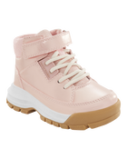Toddler Metallic Pink Lace-Up Boots, image 1 of 7 slides
