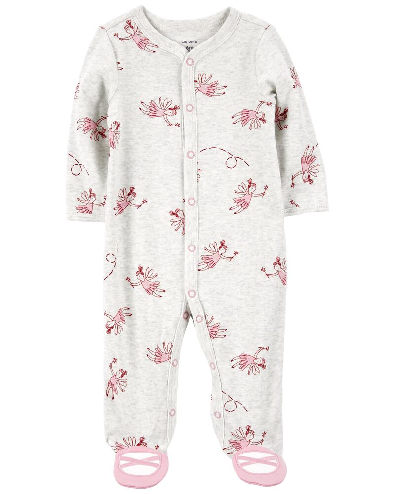 Baby Ballet Snap-Up Cotton Blend Sleep & Play Pajamas, image 1 of 5 slides