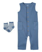 Baby 2-Piece Jumpsuit & Socks Set, image 1 of 3 slides