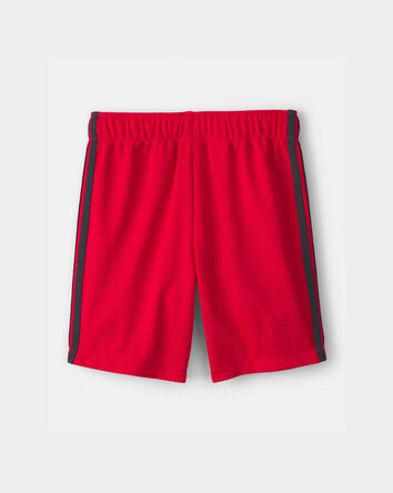 Boys Striped Mesh Active Shorts - Red, 