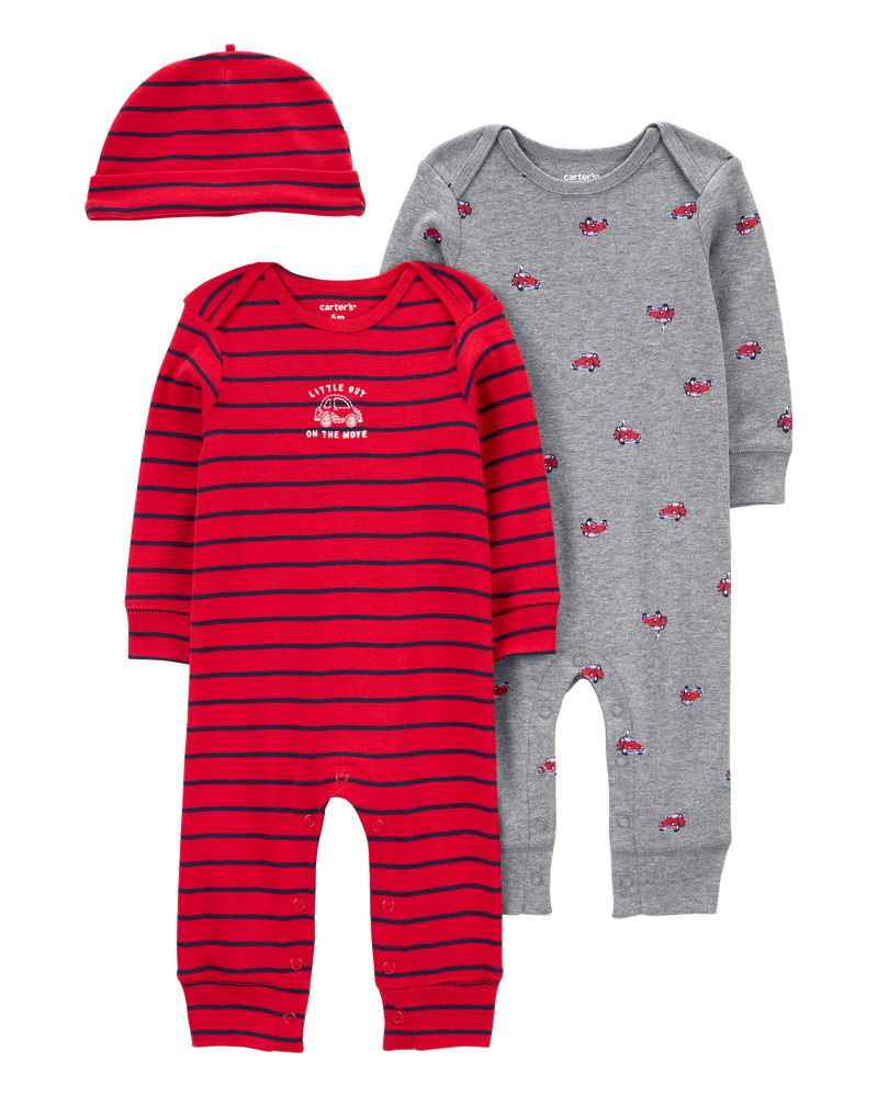 Baby Red Car 3-Piece Jumpsuit Set, image 1 of 4 slides